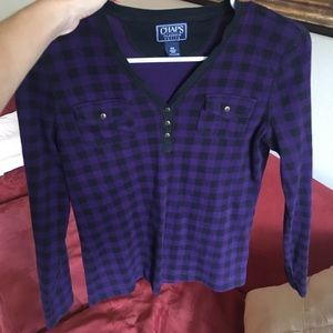 Purple and black checkered Chaps long sleeve shirt