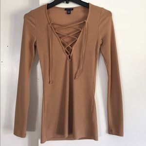 Tan Strappy Tight Shirt