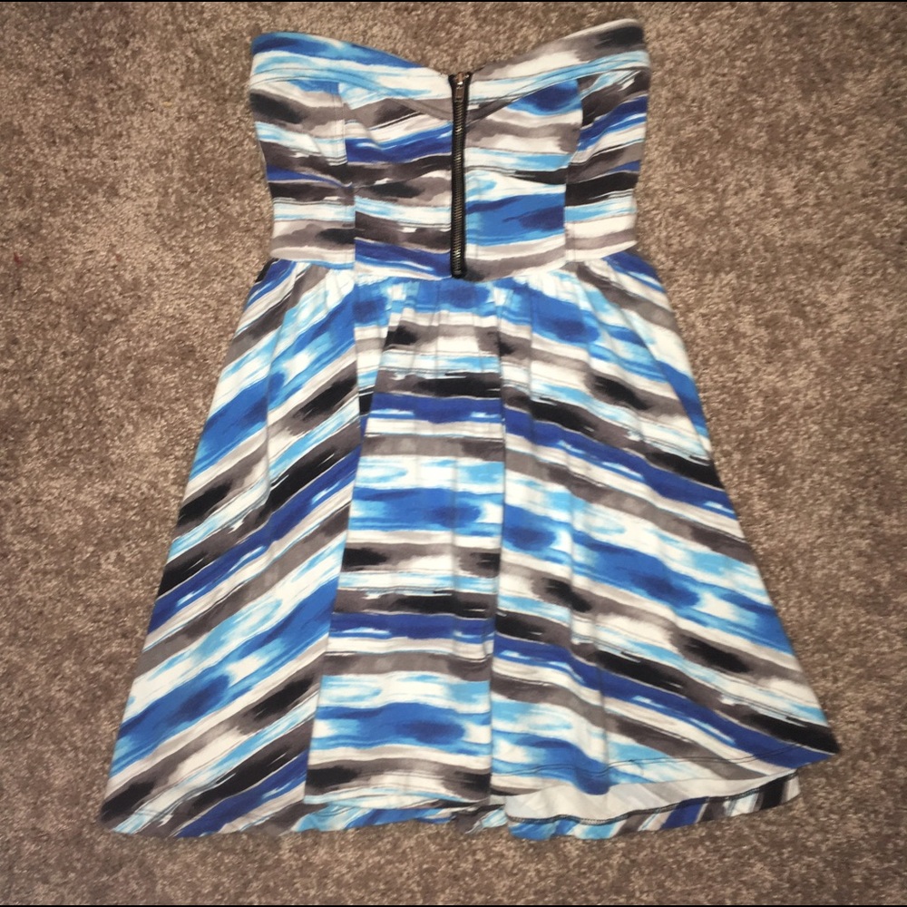 strapless watercolor dress