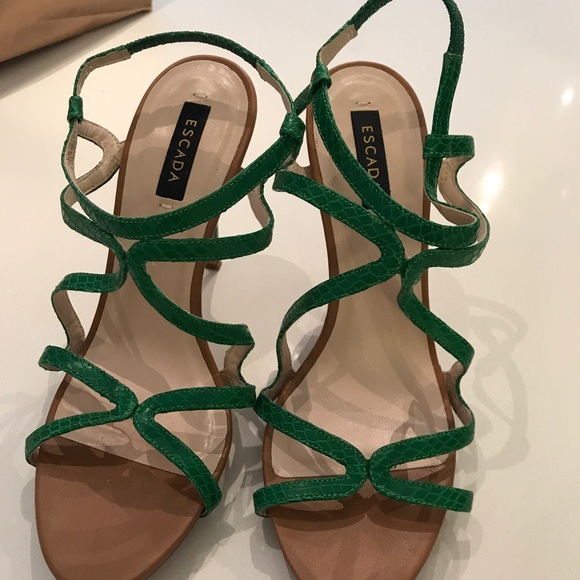 green strappy heels