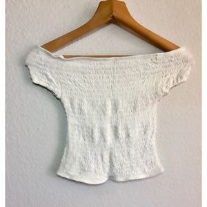 Off the shoulder white top