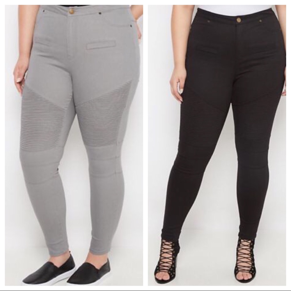 Denim Flex Black & Gray Moto Jeggings Plus Size