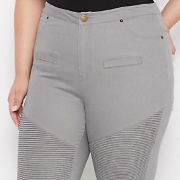 Denim Flex Black & Gray Moto Jeggings Plus Size - Picture 5 of 6