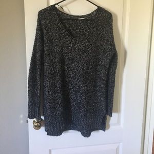 V neck high low charcoal sweater