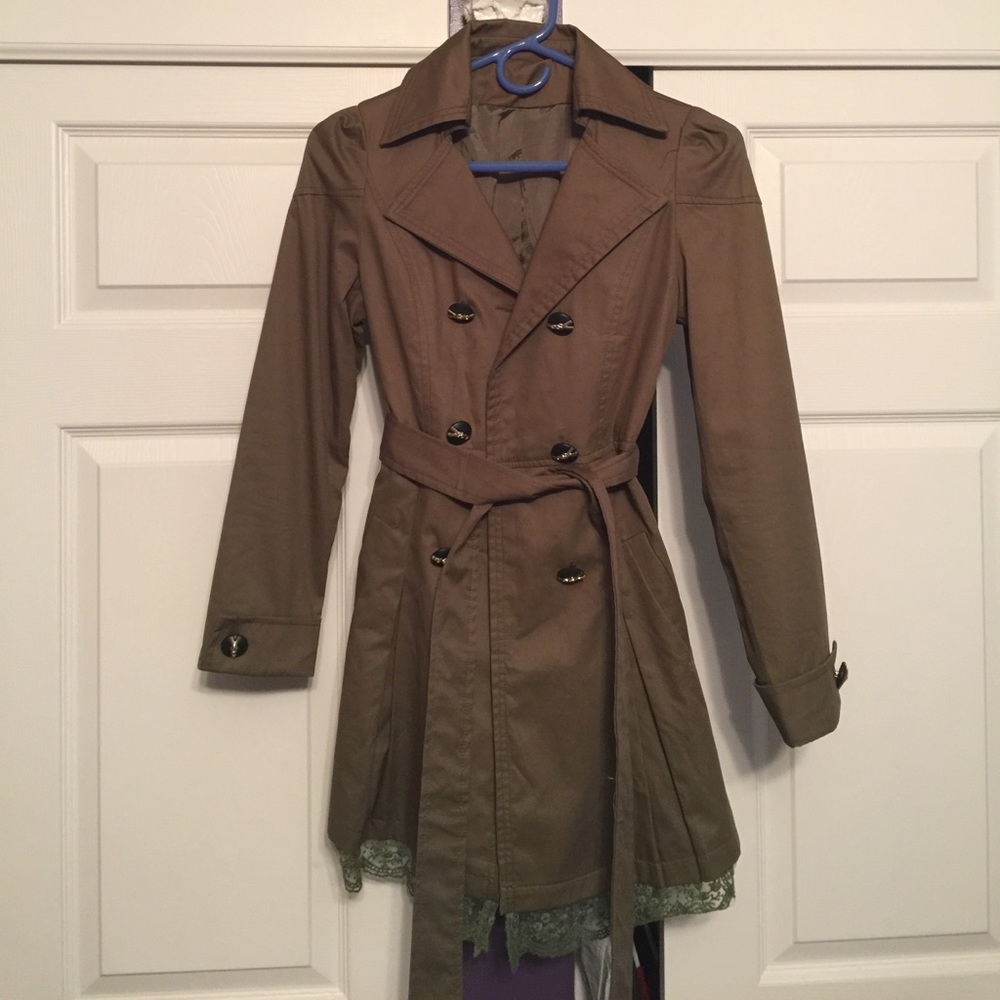 Olive green rain coat
