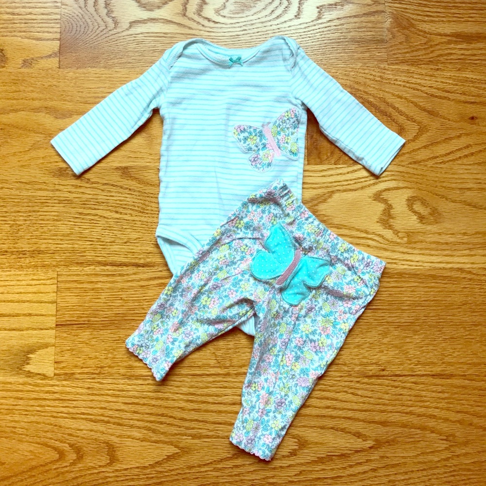 Carter's 3 month matching butterfly outfit