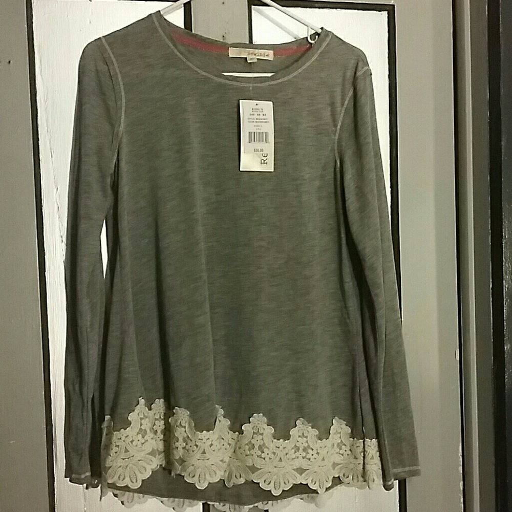 Grey lace long sleeve tunic