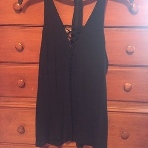 Express Lace-Up Black Tank Top