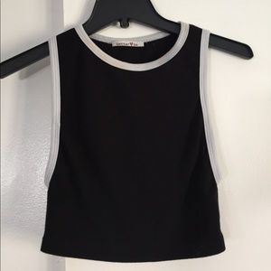 Black White Lined Crop Top