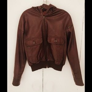Vintage Hooded Leather Jacket