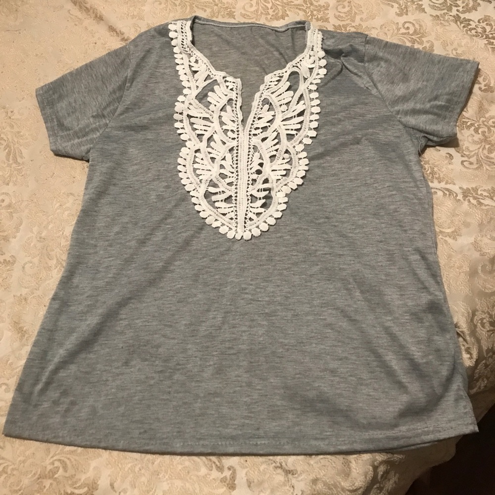 White Lace Gray Tee