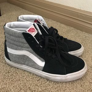 Grey and White Hi Top Vans