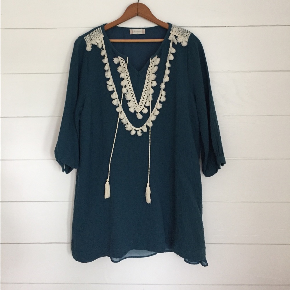Teal tassel dress