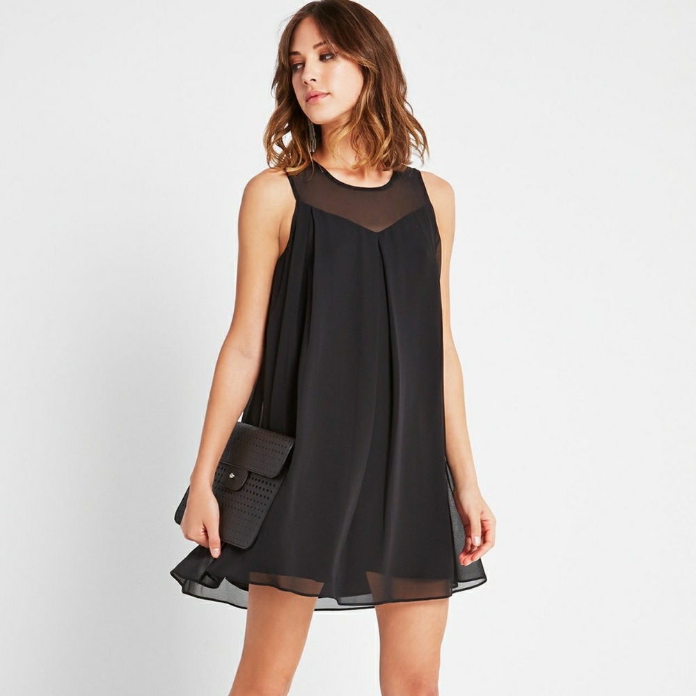 Sheer Yoke A-Line Dress