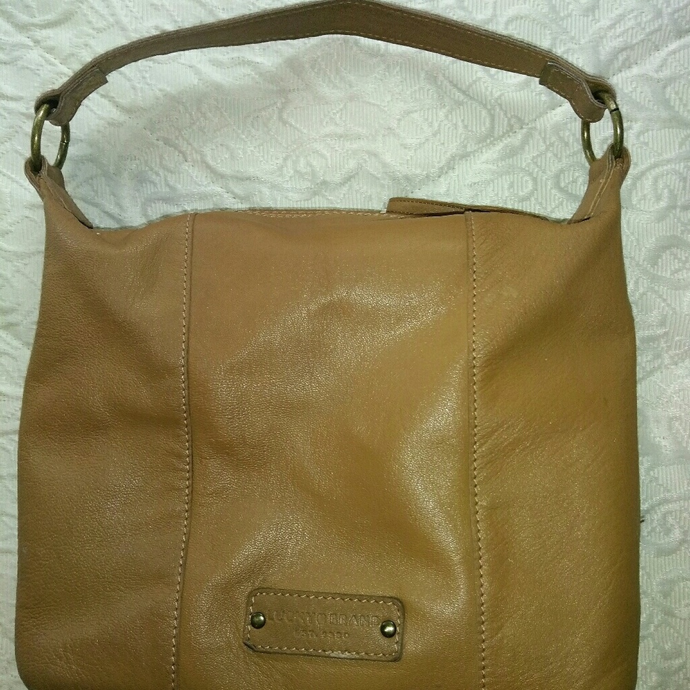 Lucky Brand Simple Light Brown Leather Hobo Bag