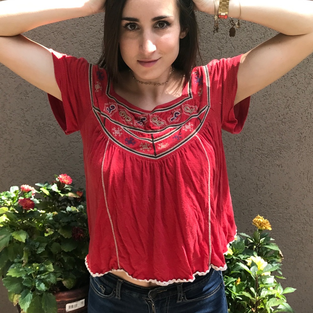 Free People embroidered tee
