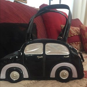 Vintage Car Shape Handbag Chrome Hardware / Jewels