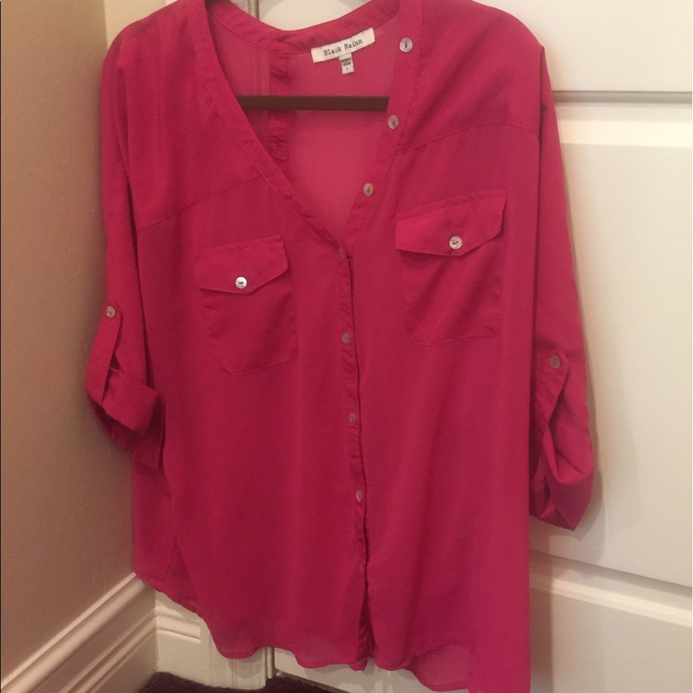 Super cute button from and back pink shirt