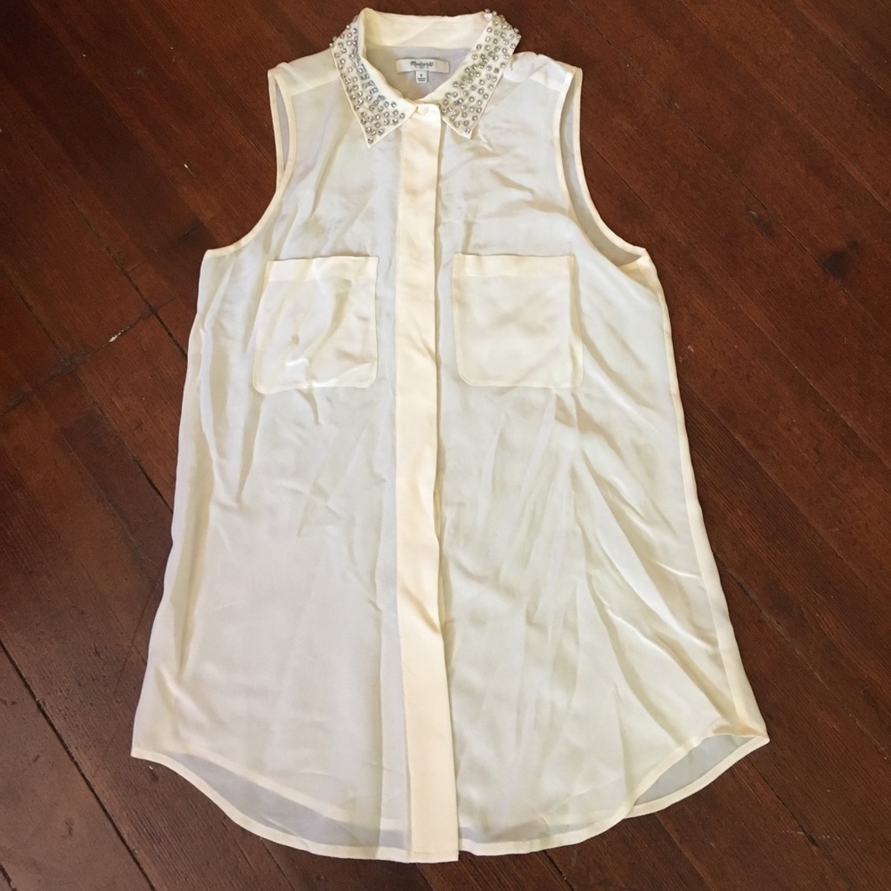 Madewell Silk Jeweled Collar Tank