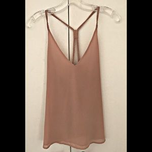 Nude Flowy Tank with Braided Cross Straps