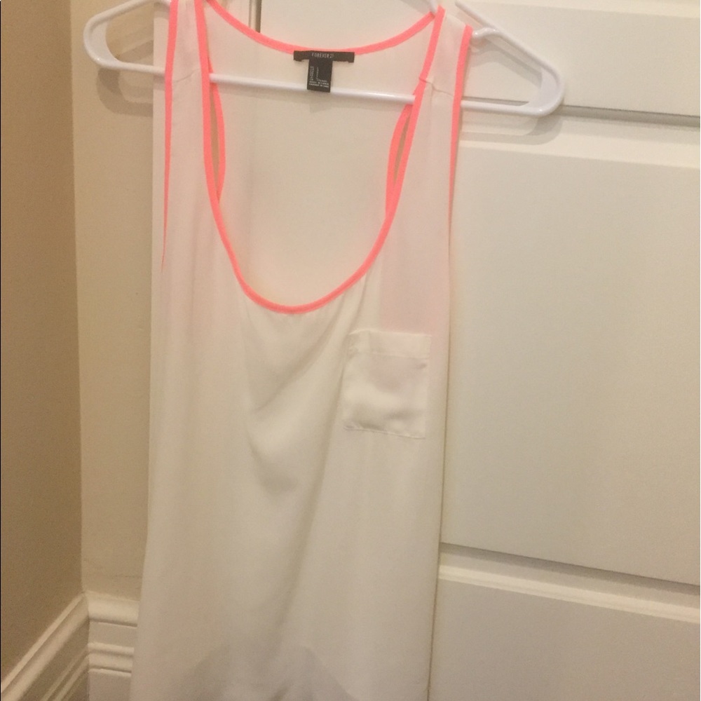 Cute white and pink trimmed tank top