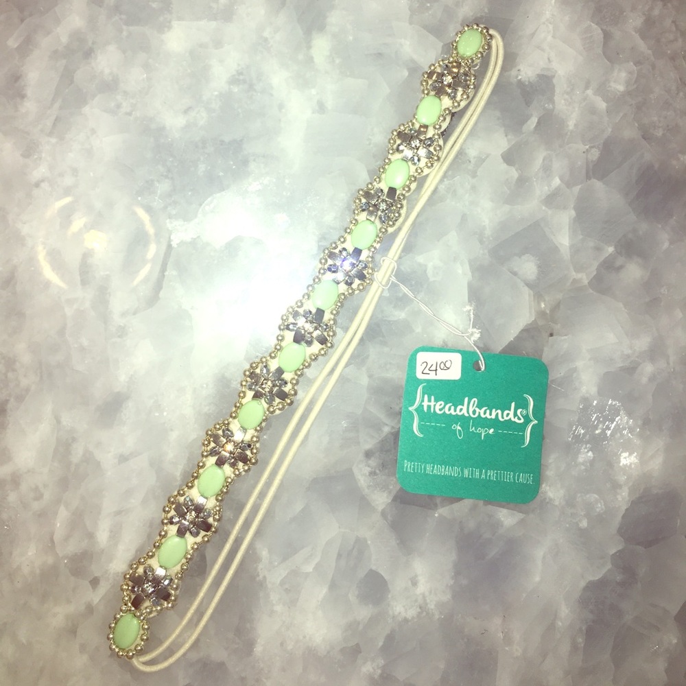 Headbands of Hope Mint Crystal Beaded Headband