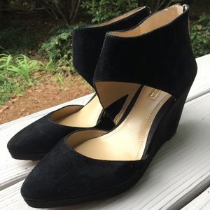 BCBG suede wedges
