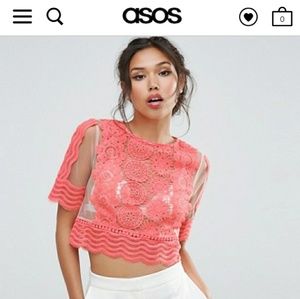 ASOS Occasion Top In Mesh & Lace