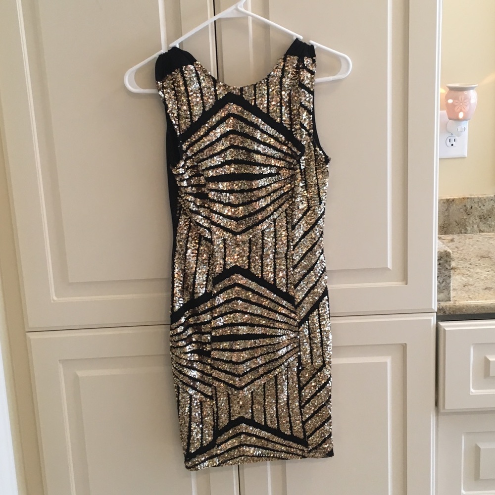 Gold Sequined Holiday Dress