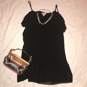 LOFT Black Ruffled Mini Dress