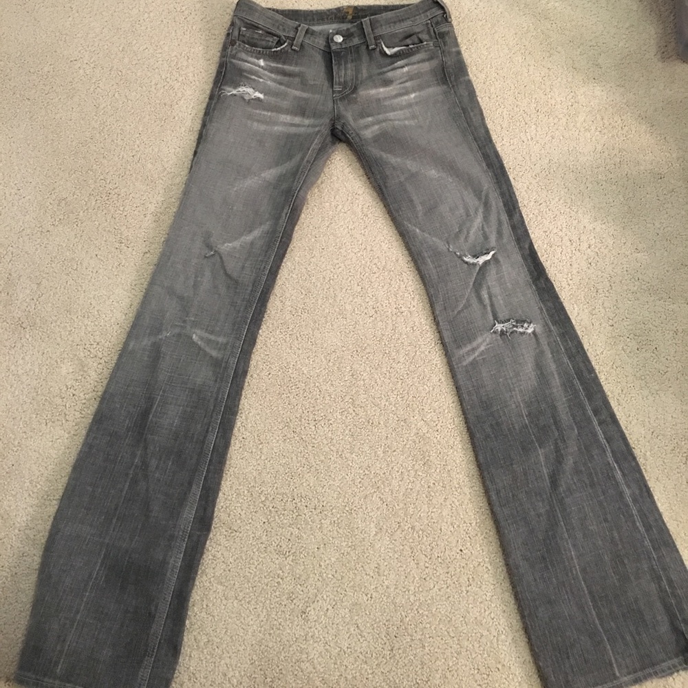 Seven for all mankind gray distressed denim