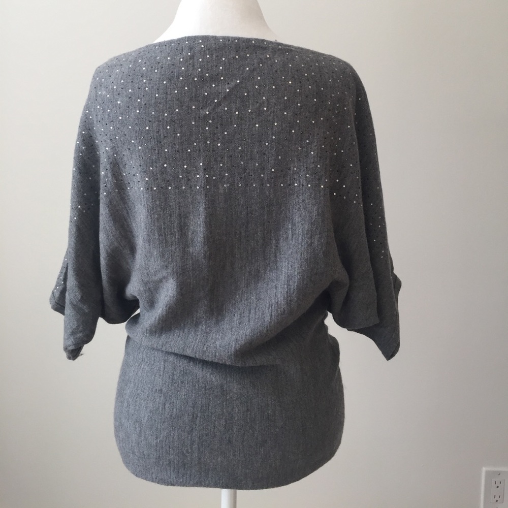 Grey Embellished 100% Merino Wool Sweater