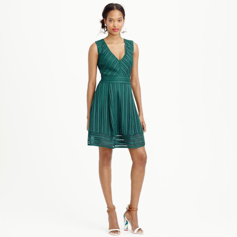 Jcrew Green Striped Eyelet Dress sz 6P