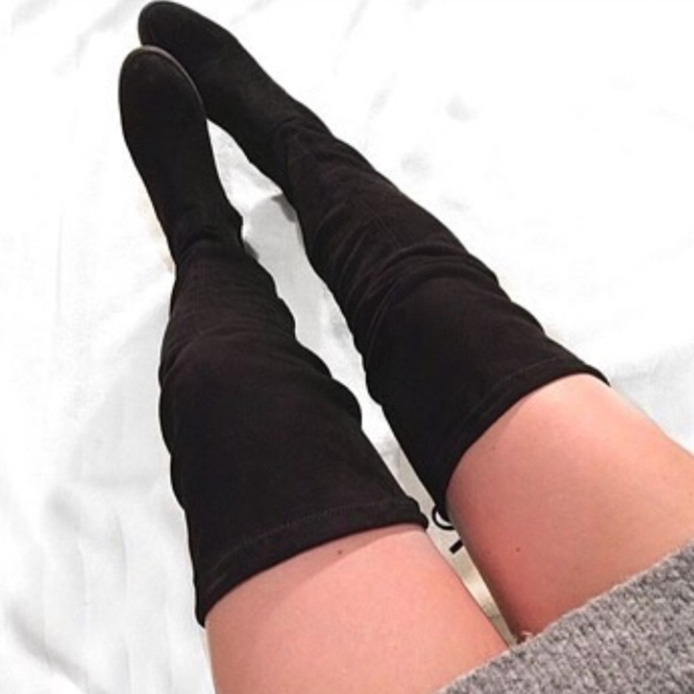 LAST 💔 Over the Knee Stretch Low Heel Boots - Picture 2 of 6