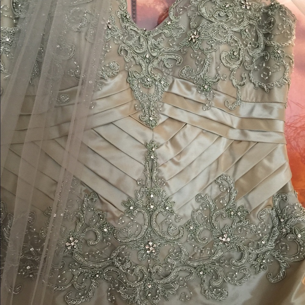 Beautiful Olive Green Evening Gown