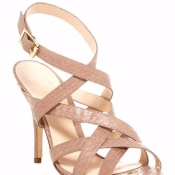 NIB Delman Elite Snakeskin Strappy Sandal Heels Si - Picture 3 of 3