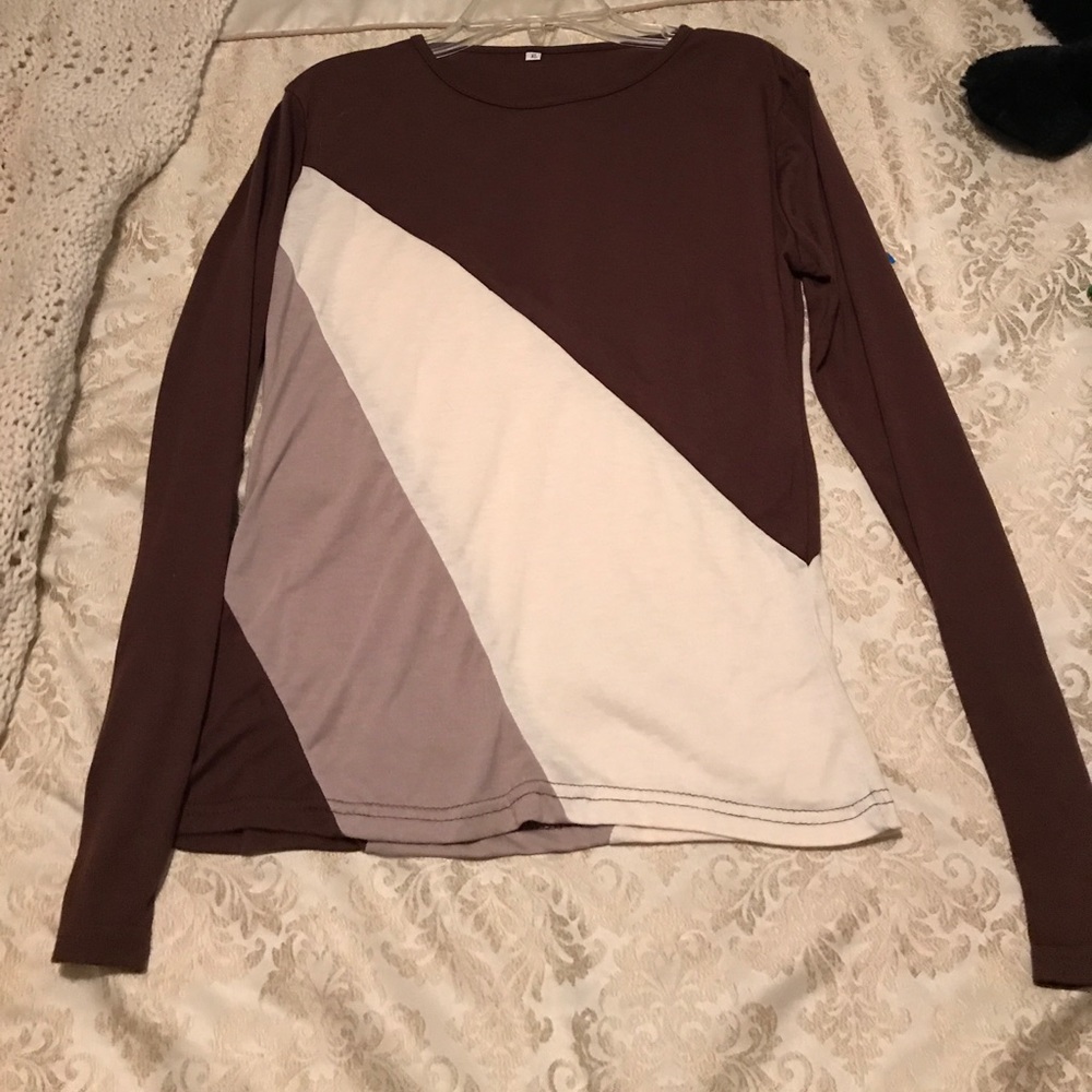 Brown, Ran, & Cream Long Sleeve Tee