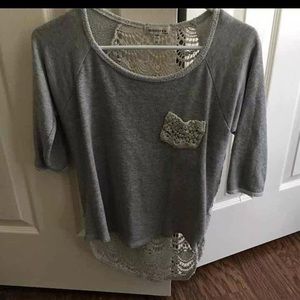 White lace gray sweater