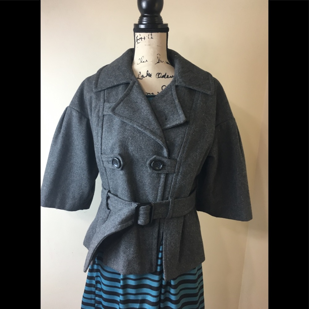 Guess Bell Sleeve Wool Fall Pea Jacket