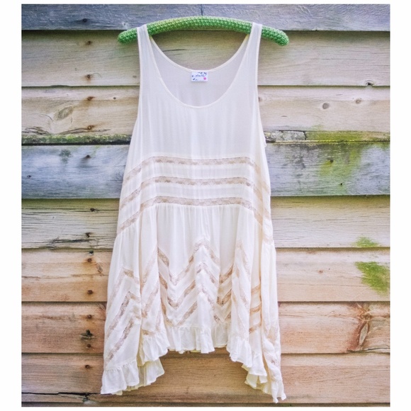 Free People Other - Free People Voile & Lace Trapeze Slip in Tea