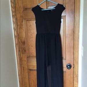 Long black dress with open front