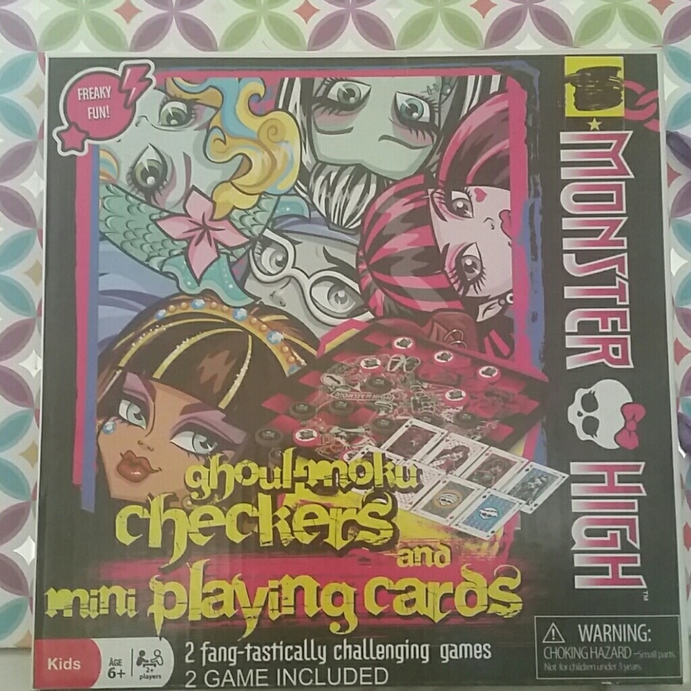 Monster High checkers and mini playing cards