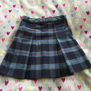 Girl's school uniform blue plaid pleated skirt
