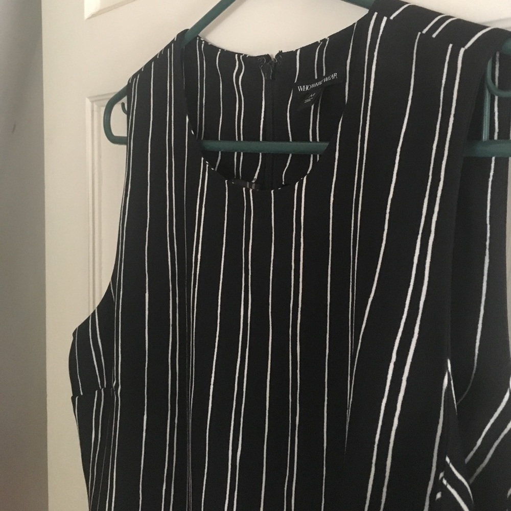 Black & White Striped Asymmetrical Midi Dress (M)