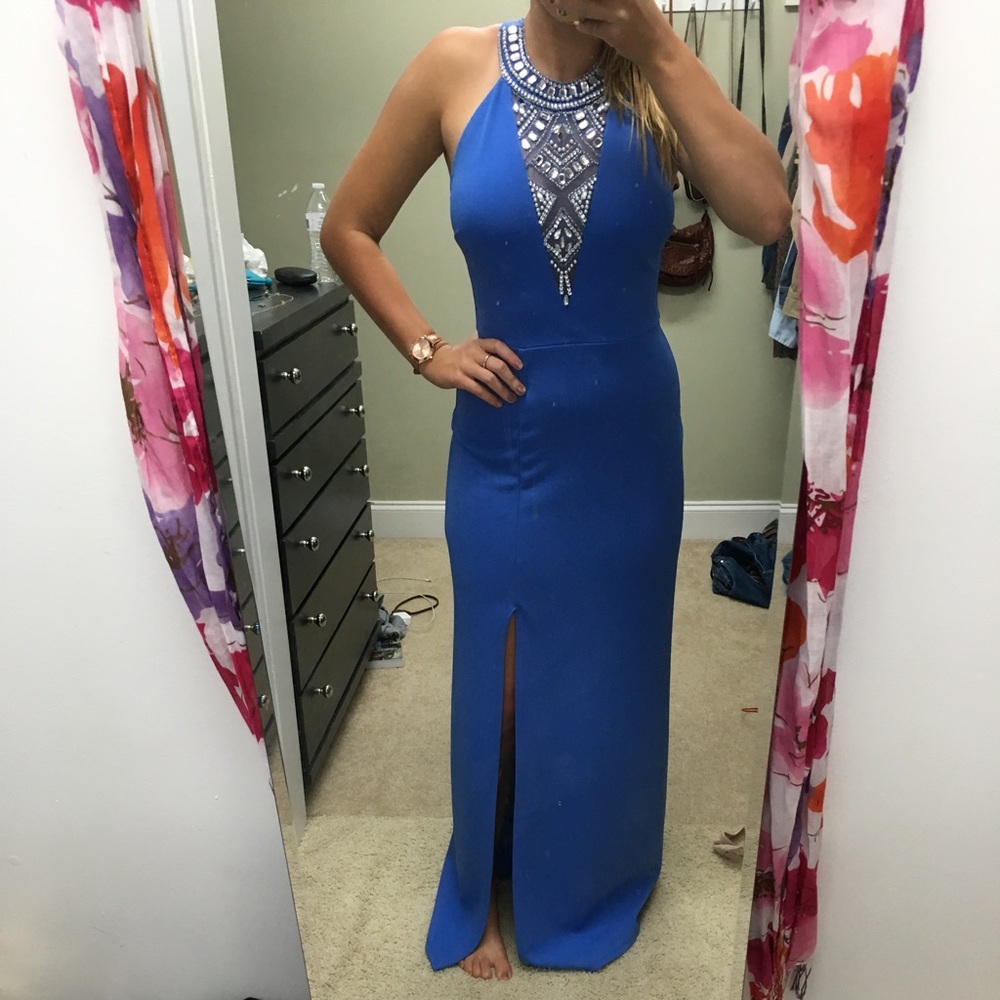 Blue maxi prom dress