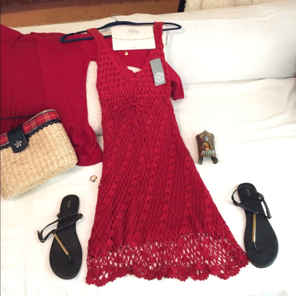 Sacred threads crochet red dress.