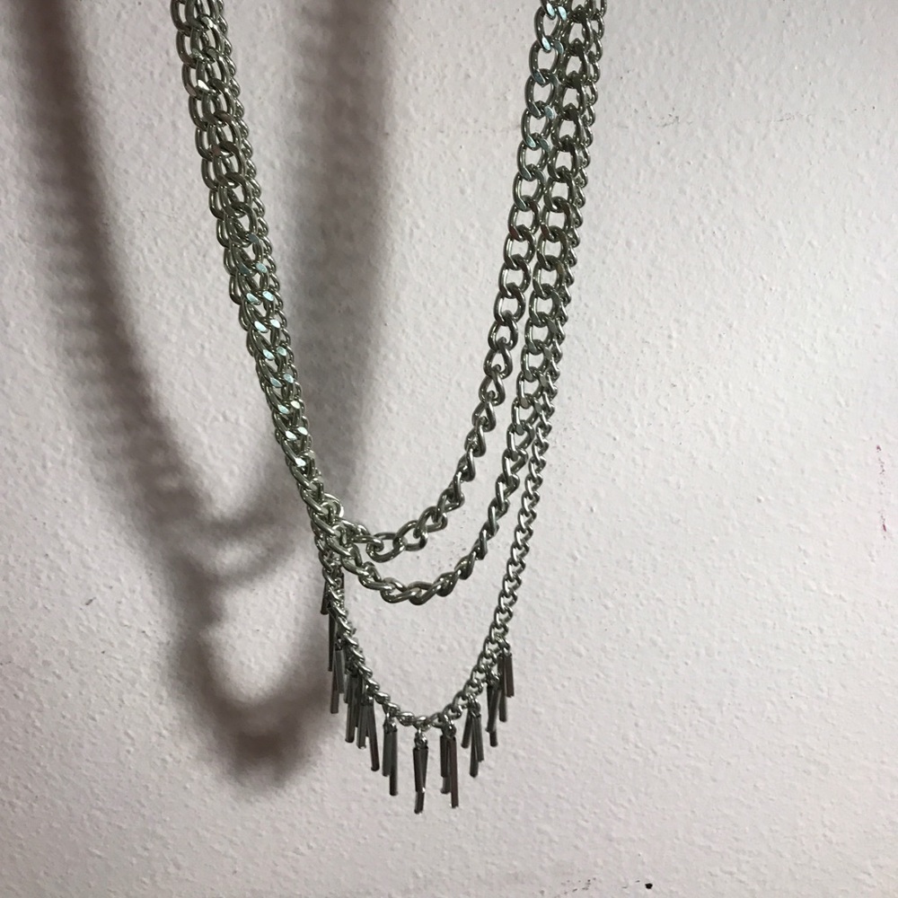 Silver layered necklace