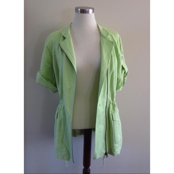 🌻 3/$35 J. Jill - Green Linen Jacket - Size XS - Picture 5 of 8