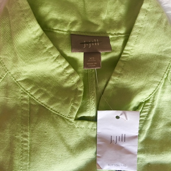 🌻 3/$35 J. Jill - Green Linen Jacket - Size XS - Picture 8 of 8
