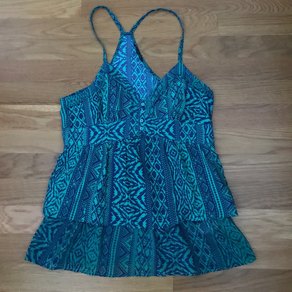Green/Blue American Eagle razorback tank top